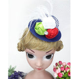 Maxbell Rose Feather Hat Child Mini Top Hat Fascinator Feather Headpiece  Blue
