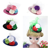 Maxbell Rose Feather Hat Child Mini Top Hat Fascinator Feather Headpiece  Blue