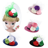 Maxbell Rose Feather Hat Child Mini Top Hat Fascinator Feather Headpiece  Blue