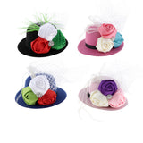 Maxbell Rose Feather Hat Child Mini Top Hat Fascinator Feather Headpiece  Blue