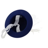 Maxbell Rose Feather Hat Child Mini Top Hat Fascinator Feather Headpiece  Blue