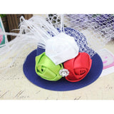 Maxbell Rose Feather Hat Child Mini Top Hat Fascinator Feather Headpiece  Blue