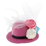 Maxbell Rose Feather Hat Child Mini Top Hat Fascinator Feather Headpiece  Rose red