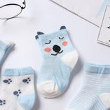 Maxbell Maxbell 5 Pairs Baby Boy Girl Cartoon Cotton Socks Toddler Kids Soft Sock 3-5T Blue