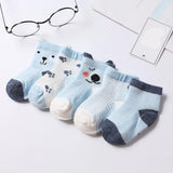 Maxbell Maxbell 5 Pairs Baby Boy Girl Cartoon Cotton Socks Toddler Kids Soft Sock 3-5T Blue