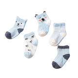 Maxbell Maxbell 5 Pairs Baby Boy Girl Cartoon Cotton Socks Toddler Kids Soft Sock 3-5T Blue