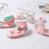 Maxbell Maxbell 5 Pairs Baby Boy Girl Cartoon Cotton Socks Toddler Kids Soft Sock 0-1T Orange