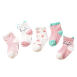 Maxbell Maxbell 5 Pairs Baby Boy Girl Cartoon Cotton Socks Toddler Kids Soft Sock 0-1T Orange