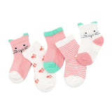 Maxbell Maxbell 5 Pairs Baby Boy Girl Cartoon Cotton Socks Toddler Kids Soft Sock 0-1T Orange