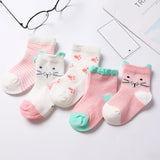 Maxbell Maxbell 5 Pairs Baby Boy Girl Cartoon Cotton Socks Toddler Kids Soft Sock 0-1T Orange