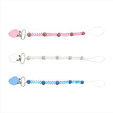 Maxbell 3 Pieces Baby Pacifier Crystal Pacifier Chain Clip  Pink  Blue  White