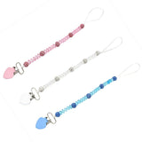 Maxbell 3 Pieces Baby Pacifier Crystal Pacifier Chain Clip  Pink  Blue  White