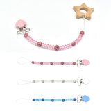 Maxbell 3 Pieces Baby Pacifier Crystal Pacifier Chain Clip  Pink  Blue  White