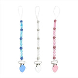 Maxbell 3 Pieces Baby Pacifier Crystal Pacifier Chain Clip  Pink  Blue  White