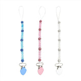 Maxbell 3 Pieces Baby Pacifier Crystal Pacifier Chain Clip  Pink  Blue  White