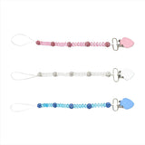 Maxbell 3 Pieces Baby Pacifier Crystal Pacifier Chain Clip  Pink  Blue  White
