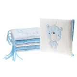 Maxbell 6PCs Baby Crib Bumper Cotton Infant Bed Cot Protector Blue bear