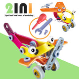 Maxbell 2 in 1 DIY Assembly Take Apart Toy for Kids Vehicles Toy Gift Aircraft