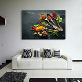 Maxbell Spices and Spoon Canvas Painting Kitchen Cooking Picture Wall Decor S