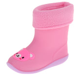 Maxbell Kids Toddlers Waterproof Rubber Rain Boots  Pink Bear for 2 years