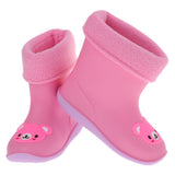 Maxbell Kids Toddlers Waterproof Rubber Rain Boots  Pink Bear for 2 years