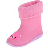 Maxbell Kids Toddlers Waterproof Rubber Rain Boots  Pink Bear for 2 years