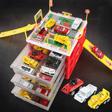 Maxbell Maxbell Mini Parking Lot Building Play Set Toy Garage Car Storage Box with City Traffic Map Assembling Children Educational Toy Birthday Gift –Fire Engine