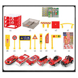 Maxbell Maxbell Mini Parking Lot Building Play Set Toy Garage Car Storage Box with City Traffic Map Assembling Children Educational Toy Birthday Gift –Fire Engine