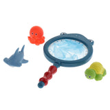 Maxbell Maxbell Set of 4 Mini Multi-Color Squeaky Ocean Animal with Net, Kids Baby's Bath Time Squirting Toy Gift