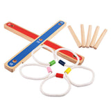 Maxbell Maxbell Indoor Outdoor Sports Toys - Ring Toss Game Set (Durable Wood Base, 5 Wood Pegs, 5 Rope Rings)