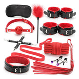 Maxbell Maxbell 10x Bondage Restraints Kits Blindfold PU Leather Ankle Cuffs Set Accessories