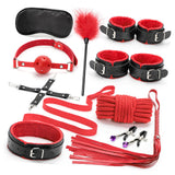 Maxbell Maxbell 10x Bondage Restraints Kits Blindfold PU Leather Ankle Cuffs Set Accessories