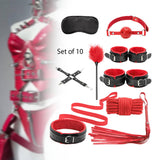 Maxbell Maxbell 10x Bondage Restraints Kits Blindfold PU Leather Ankle Cuffs Set Accessories
