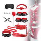 Maxbell Maxbell 10x Bondage Restraints Kits Blindfold PU Leather Ankle Cuffs Set Accessories