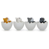 4Pcs/Set Cute Mini Cat Inside Egg Miniature Figurine Craft Ornament White