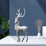Maxbell Creative Reindeer Ornament Figurine Craft Elk Sculpture Bedroom Desk Grey Standing