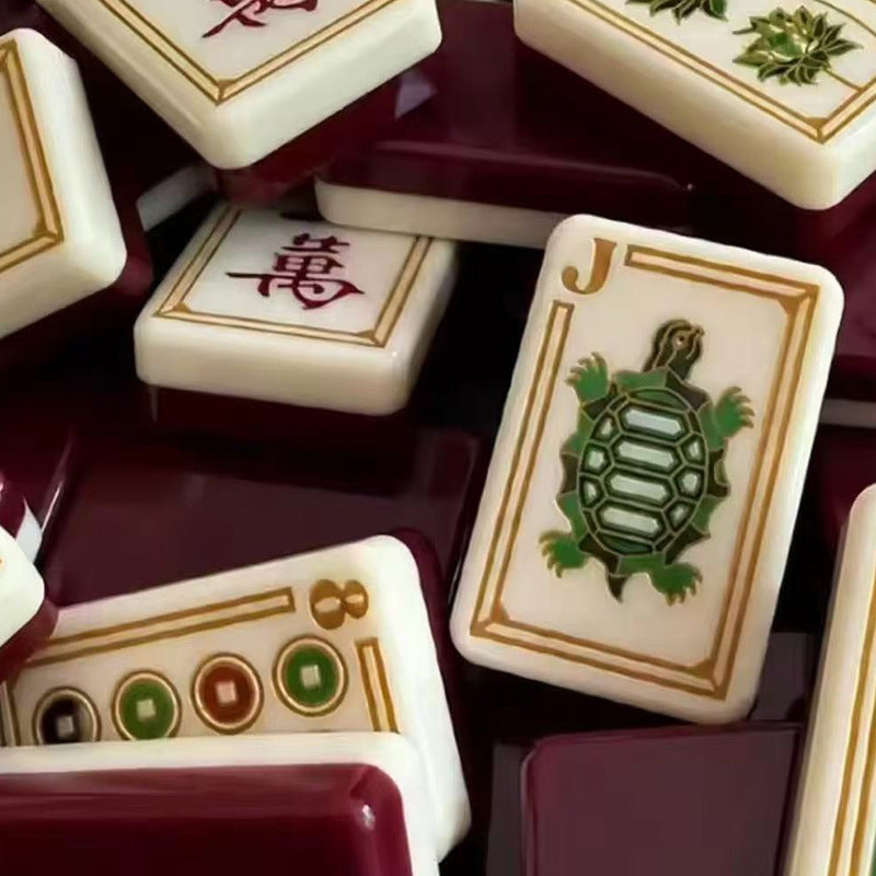 Wine-Red Natural Journey Acrylic Portable Mahjong Set