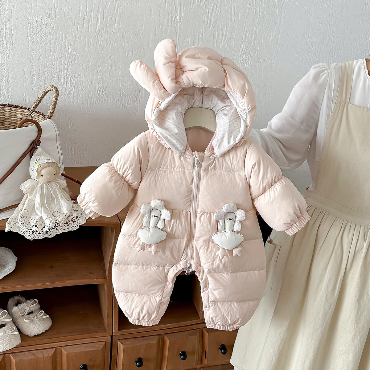 Baby Down Jacket Winter Outdoor Romper White Duck Down Clothing