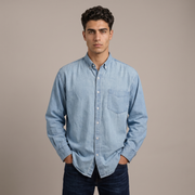 MAXBELL Men’s Casual Denim Shirt | Regular Fit | Single Patch Pocket | Button Down Collar