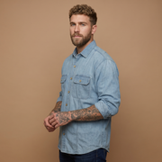 MAXBELL Men’s Casual Denim Shirt | Regular Fit | Double Flap Pockets | Stylish Front Dart | Spread Collar
