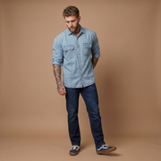 MAXBELL Men’s Casual Denim Shirt | Regular Fit | Double Flap Pockets | Stylish Front Dart | Spread Collar