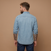 MAXBELL Men’s Casual Denim Shirt | Regular Fit | Double Flap Pockets | Stylish Front Dart | Spread Collar