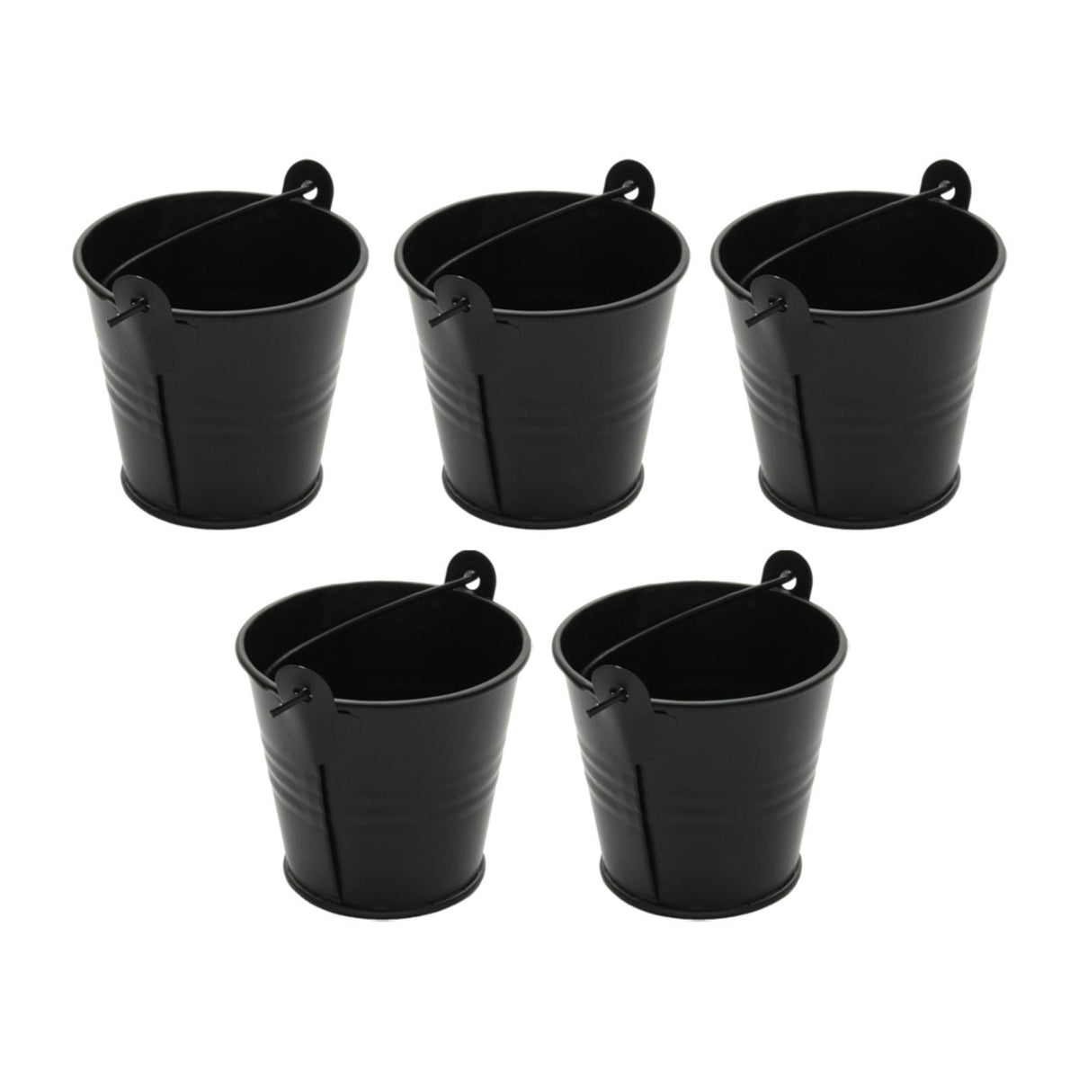 Maxbell 5x Galvanized Metal Buckets Container Rustic Party Favors Sturdy Ice Buckets Black