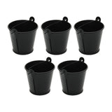 Maxbell 5x Galvanized Metal Buckets Container Rustic Party Favors Sturdy Ice Buckets Black