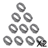 Maxbell 2x10 Pieces Stainless Steel Single Ear Clamps Hydraulic Hose 10 x 20.3-23.5mm