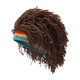 Knit Hat with Wig Casual Photo Prop Knitted Beanie with Dreadlock for Party brown