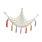 Maxbell Maxbell Creative Toy Hammock Wall Mounted Children Toy Holder with Tassels Decor 105cmx105cmx140cm White