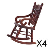 Maxbell 4x1/12 Dollhouse Miniature Wooden Rocking Chair Model - Brown