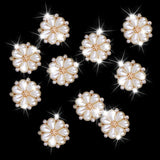 Maxbell 3xCrystal Diamante Pearl Flower Buttons FLATBACK Embellishment N
