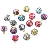 Maxbell 24 Pieces 15mm Multiple Color Fabric Covered Beads Charms Round Ball Pendant for DIY Earring Necklace Making Jewelry Findings - Aladdin Shoppers